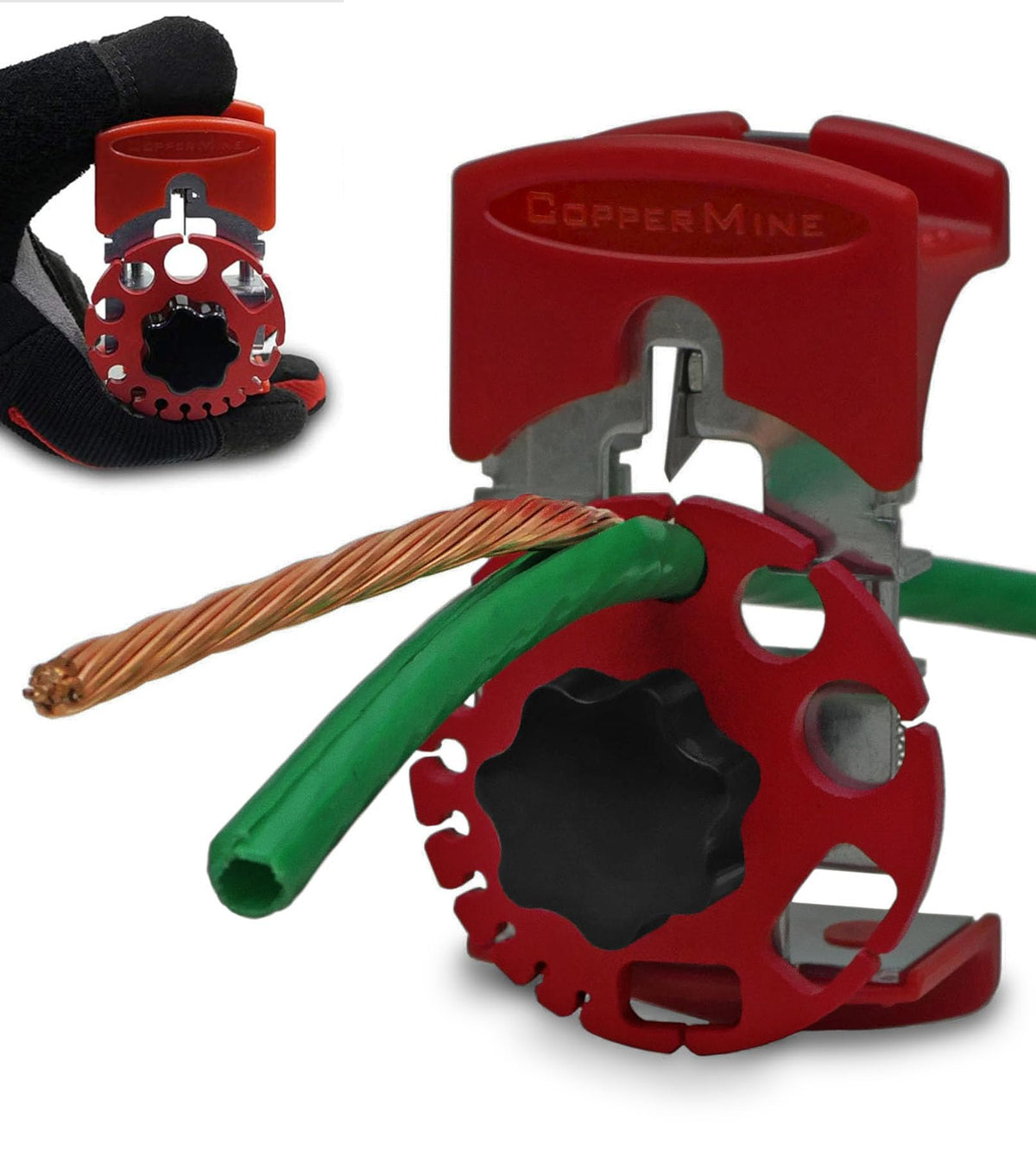 CopperMine handheld wire stripper in compact portable design for on-site use