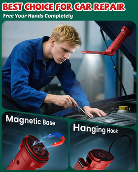Coquimbo LED work light with magnet base and hook for hands-free use.
