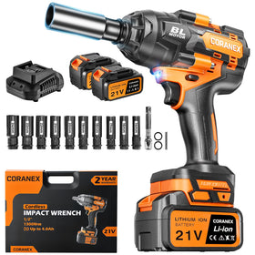 Coranex half-inch cordless impact wrench in case for heavy-duty lug nuts