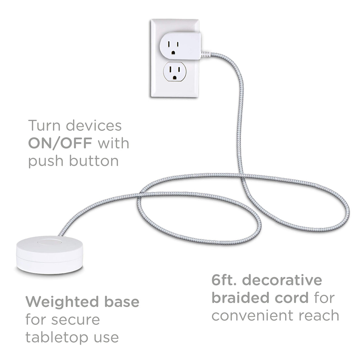Cordinate table-top switch with non-slip base for easy placement.