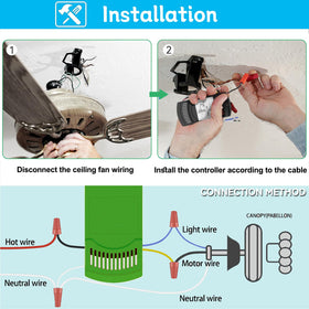Long-range remote control usable up to 60 feet from the fan