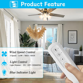 Remote control with dimmer for adjustable lighting in living spaces