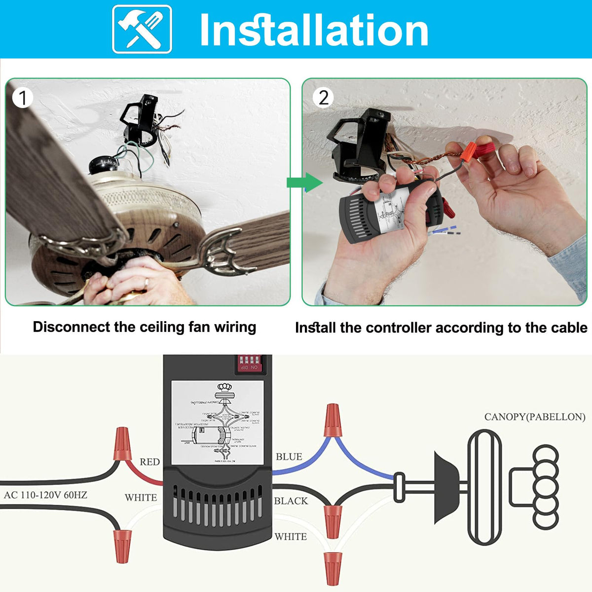 CoreBay thermostatic control automatically adjusts fan based on room temperature