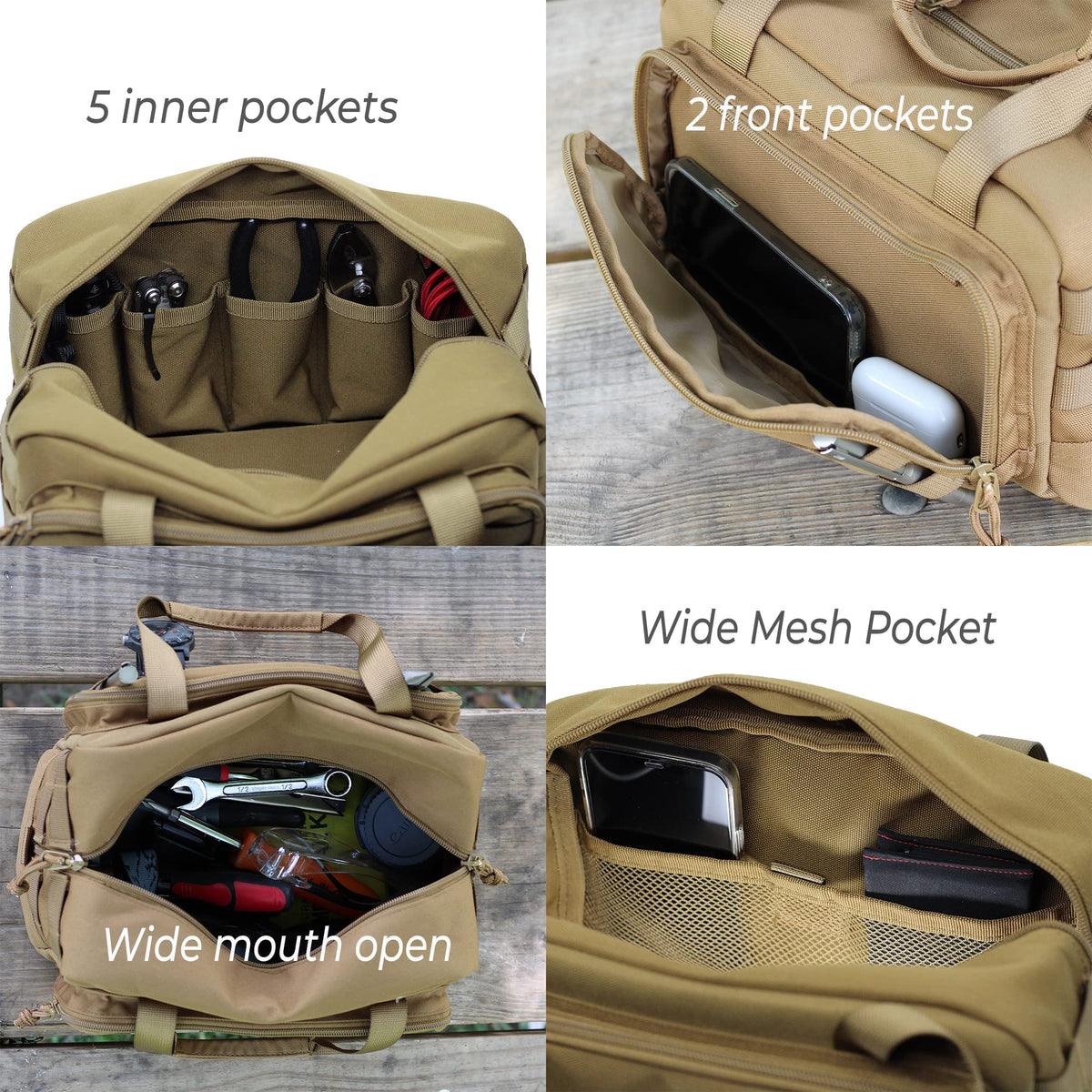 Coreflex 12-Inch tool bag open mouth for quick access and organization