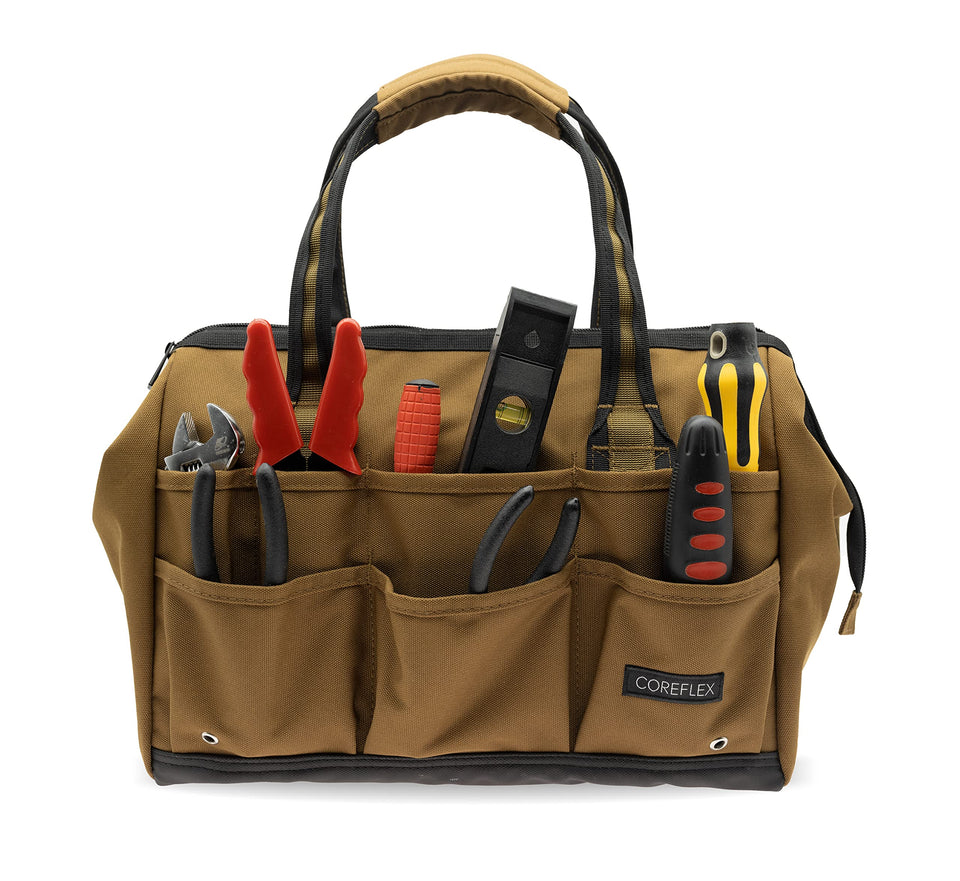 Coreflex 14in wide-mouth tool bag front view for on-site organization