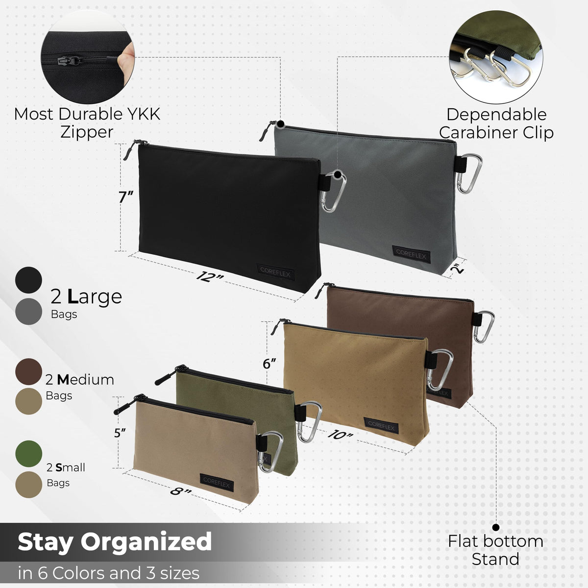 Coreflex Premium Tool Pouch multi-pack side view showing versatile storage options.
