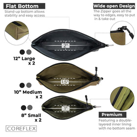 COREFLEX Premium Tool Pouch open top view shows spacious interior for tools