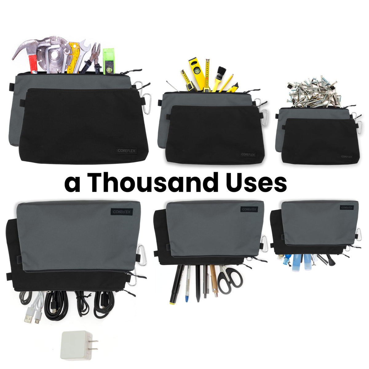 COREFLEX Premium Tool Pouch rolled and folded for compact transport