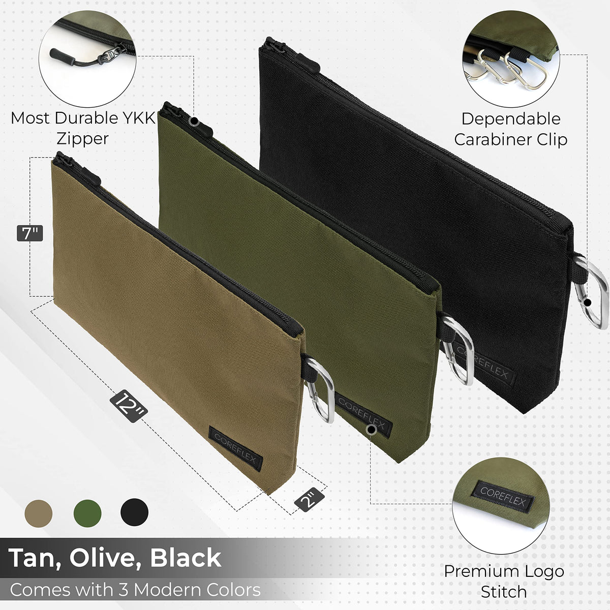 CoreFlex Tool Pouch flat bottom detail provides stable storage