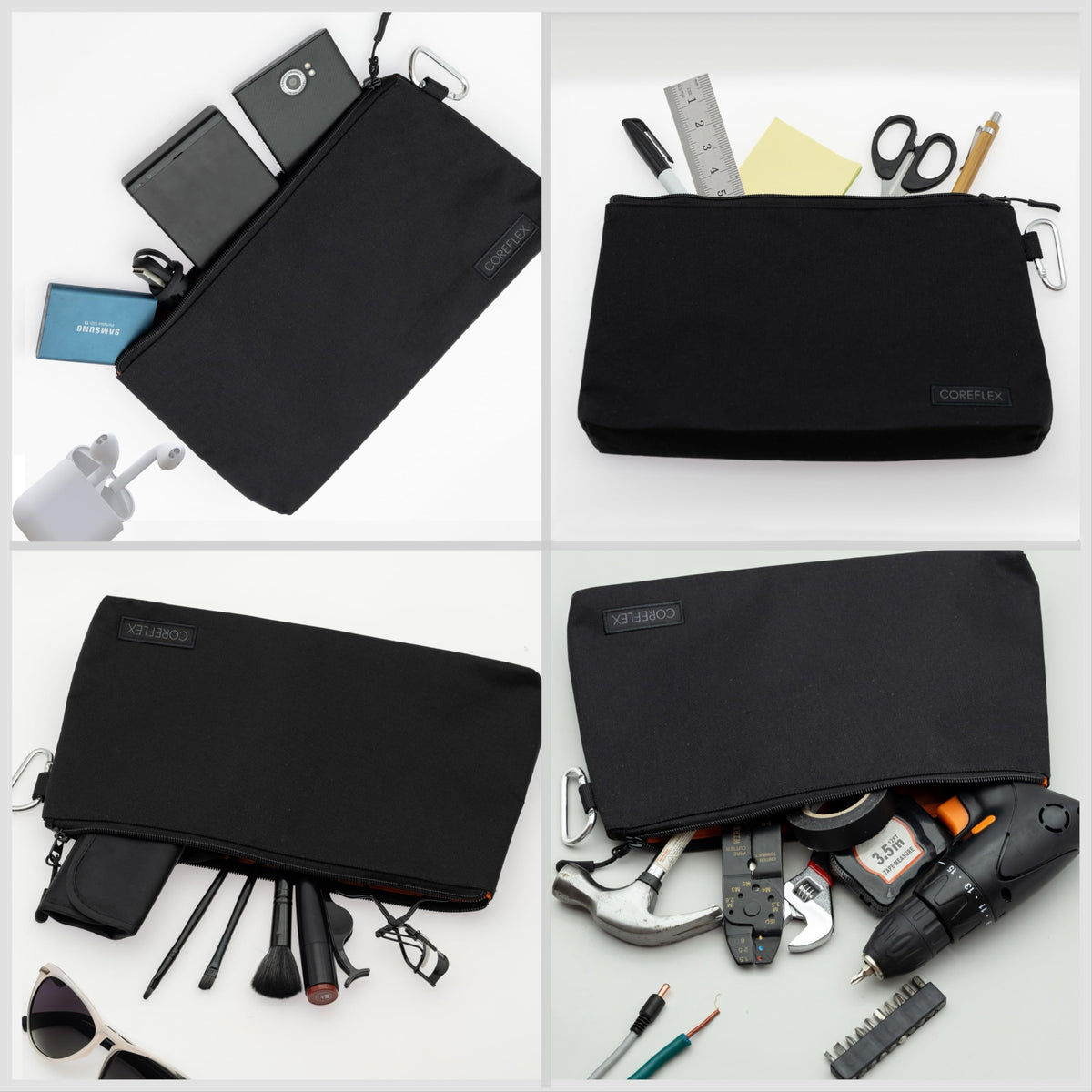 COREFLEX Premium Tool Pouch zipper close-up highlights smooth operation.