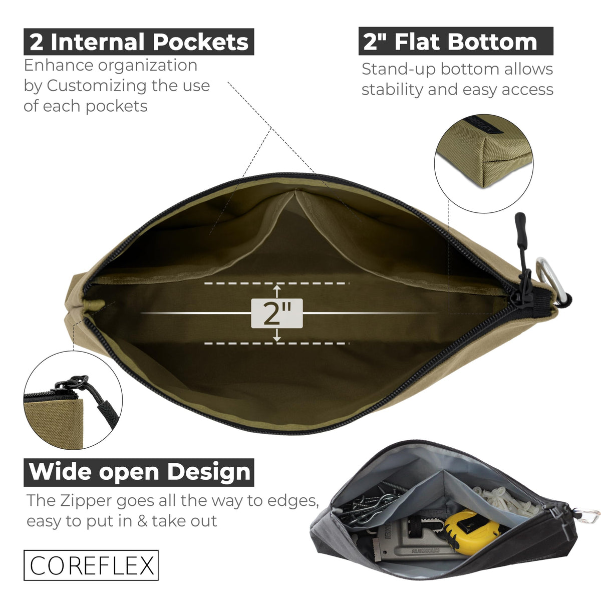 CoreFlex Zipper close-up showcases reliable YKK zipper quality
