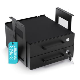 CoreMinded under-desk drawer double-bracketed front view showing secure organization.