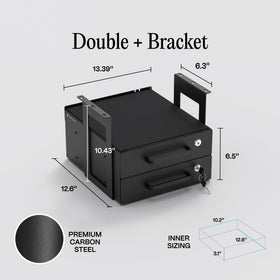 CoreMinded under-desk drawer top view highlighting space-saving design for clutter-free desk.