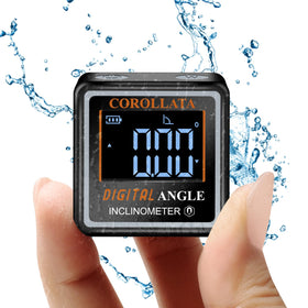 COROLLATA ultra small digital angle finder with magnetic level for quick metal mounting.