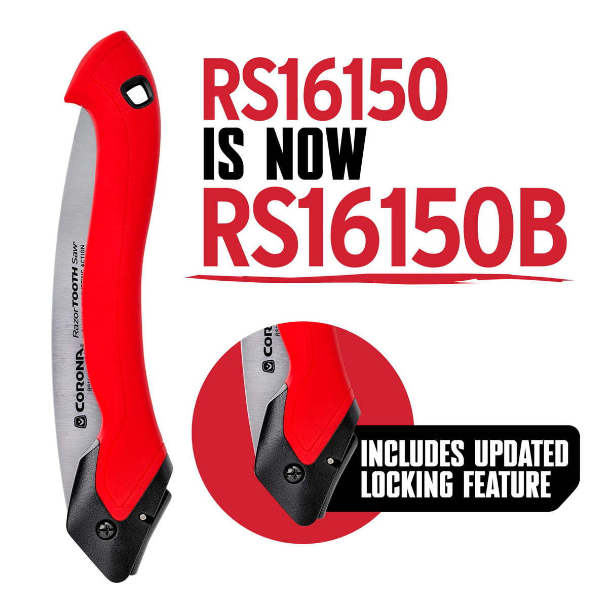 Corona RazorTOOTH folding saw with lock-back design for safe backpack carry