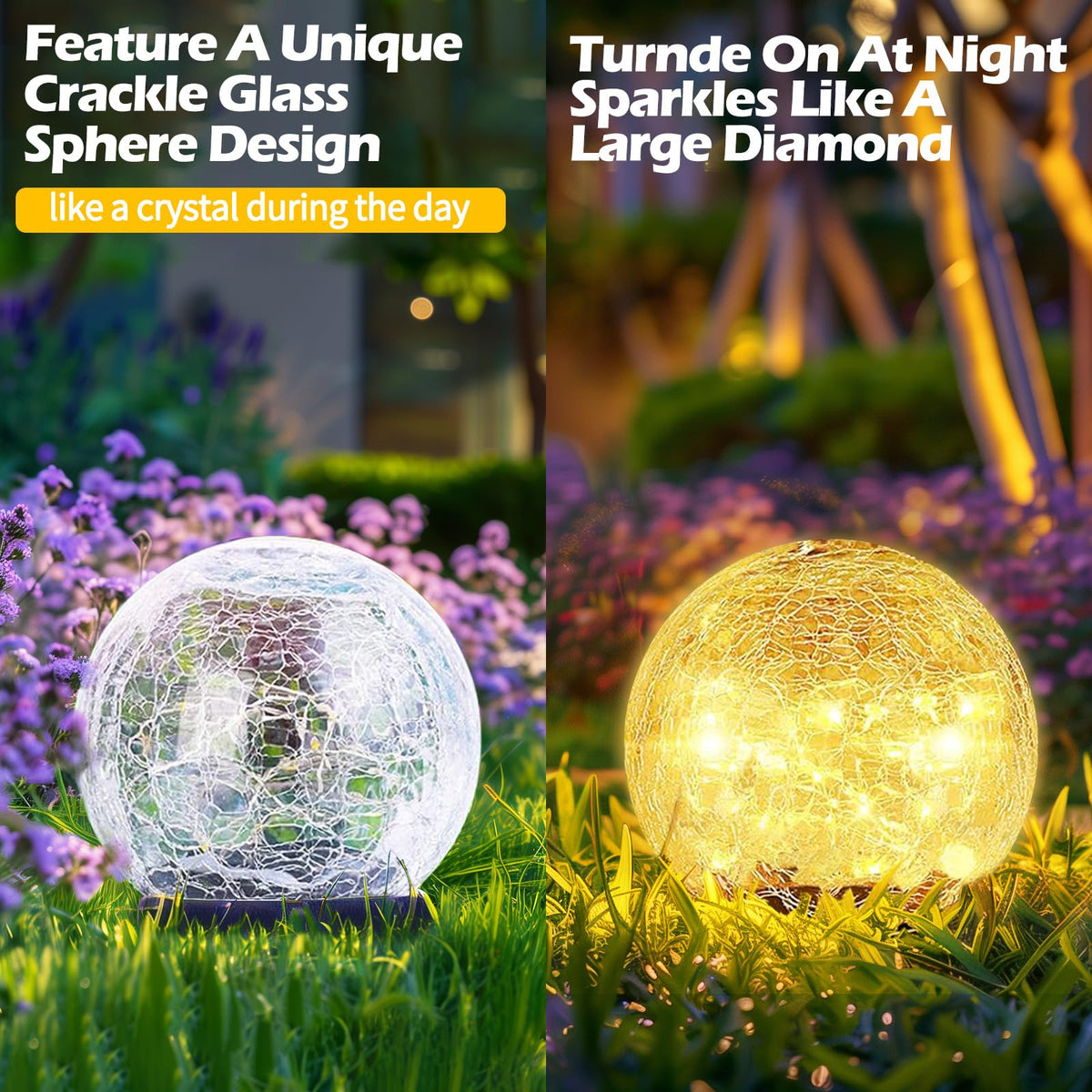Coroor 2-pack solar globes offer easy installation without wiring or batteries