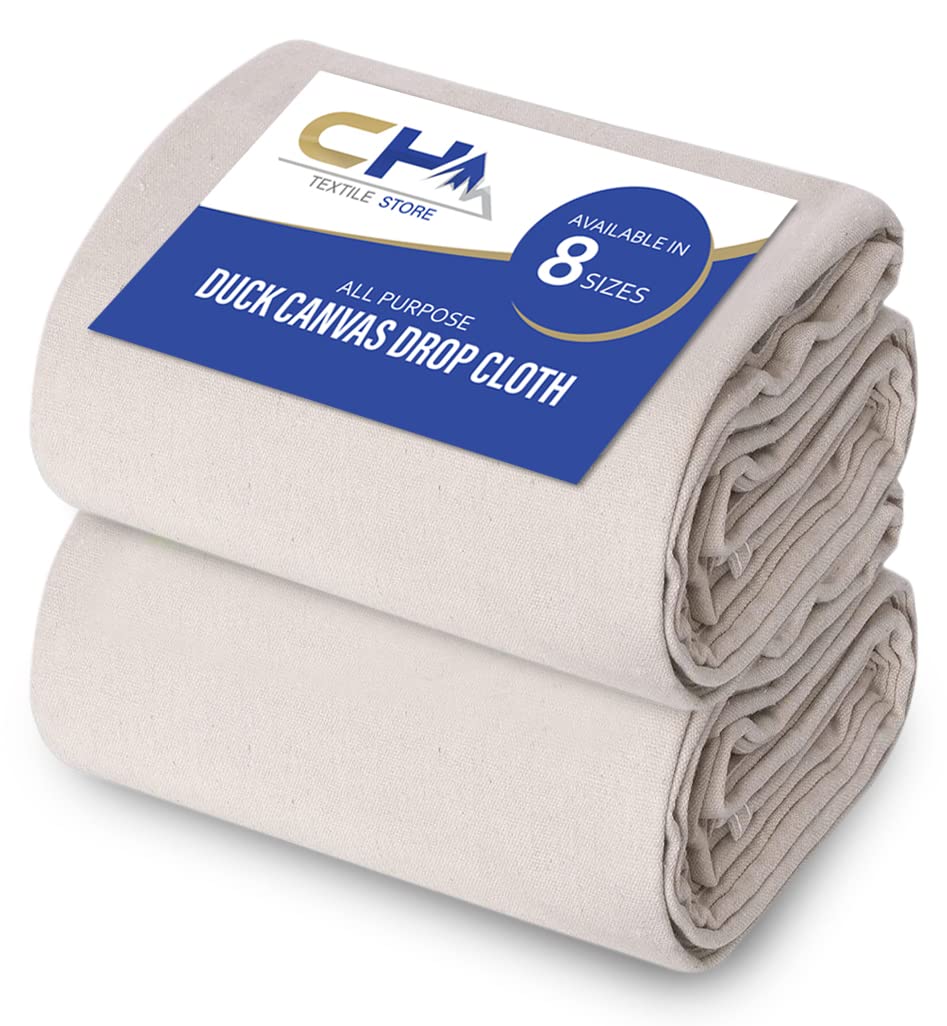 Corporate Hills Canvas Painters Drop Cloth unfolded on a floor, protecting surfaces during painting.
