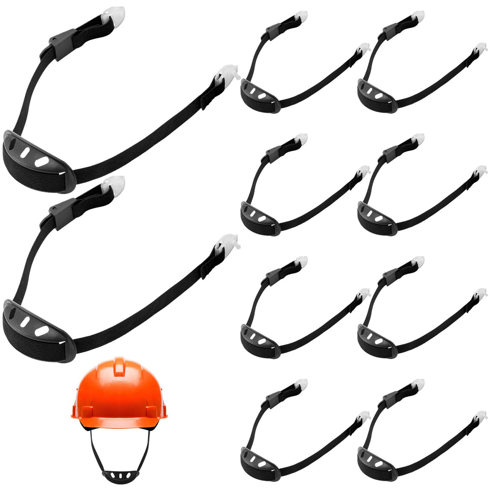 Cosblank 10pc universal hard hat chin strap pack with snap design for quick fitting.