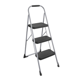 Cosco 11408PBL1E three-step stool grey with large steps for stable reach.