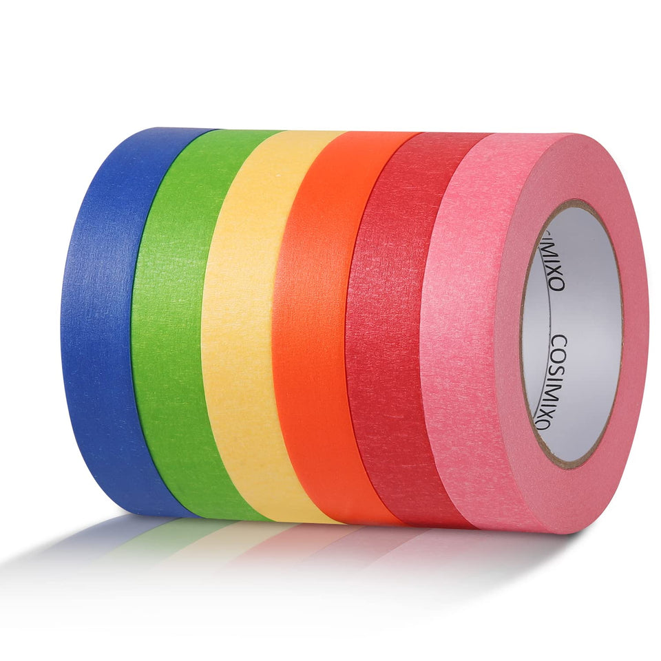 COSIMIXO 6-pack masking tape in yellow for art, labeling, and classroom crafts