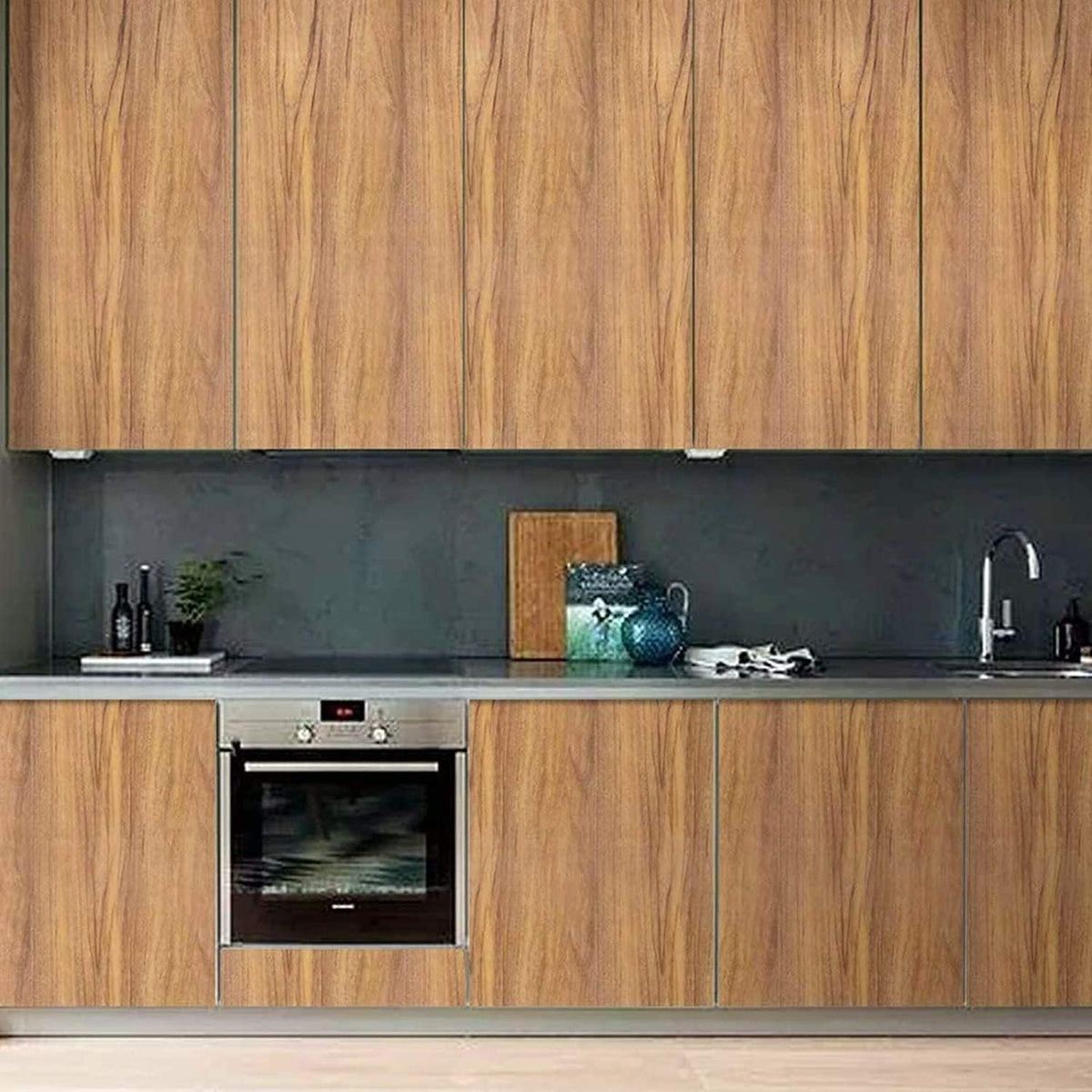 COSNIGHT self-adhesive wallpaper applied to shelves for quick updates.