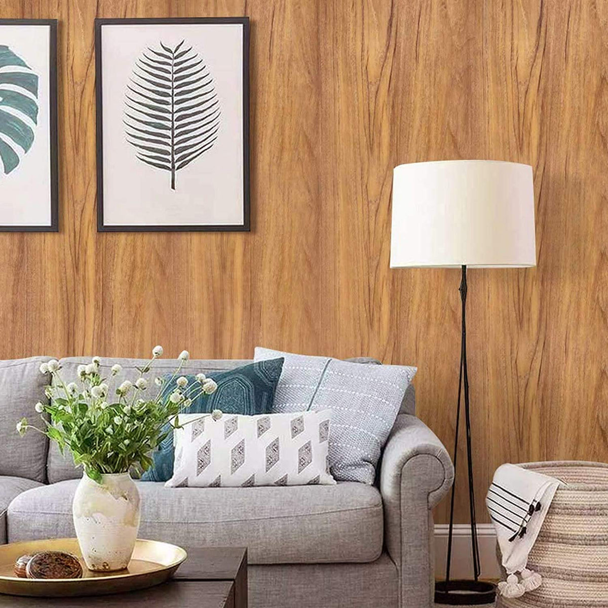 COSNIGHT wood grain wallpaper roll texture ideal for cabinet lining.