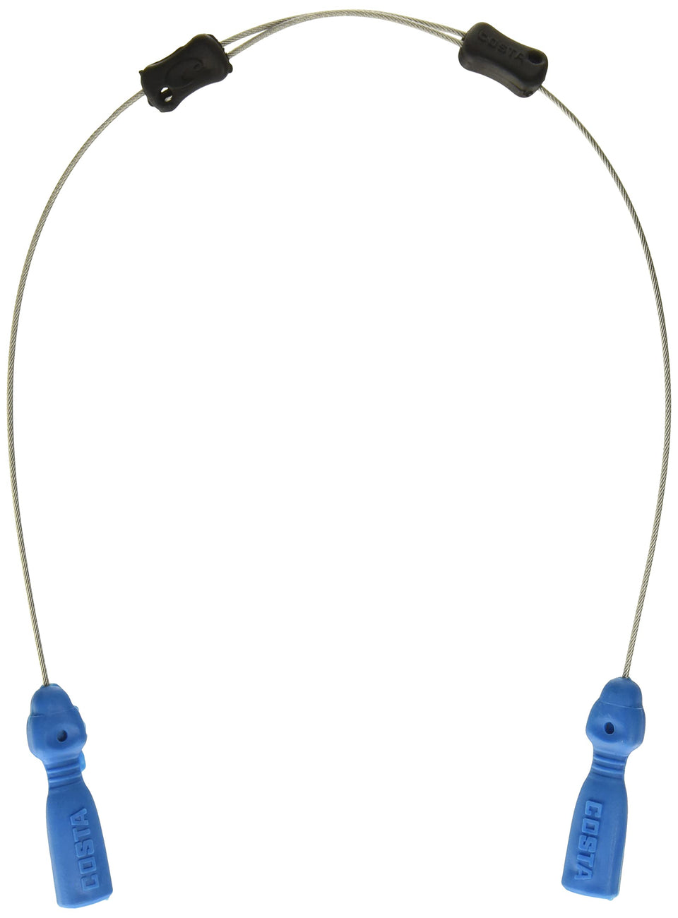 Costa C-Line adjustable retainer in silver and Costa blue securing sunglasses on water.