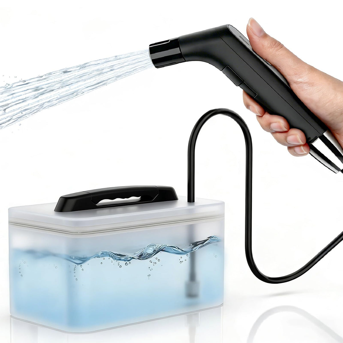 COSWE portable travel bidet in black body for on-the-go cleansing.