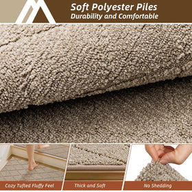 COSY HOMEER beige stair mat 30x30 blends with wood and stops sliding