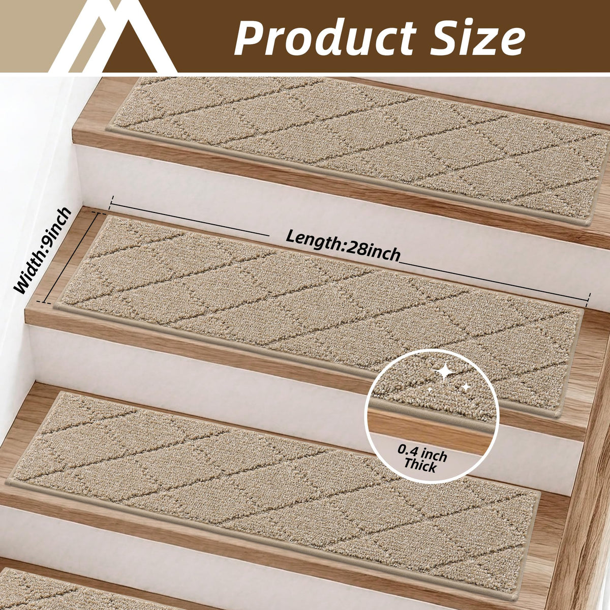 COSY HOMEER beige stair mats protect floors from moisture and wear.