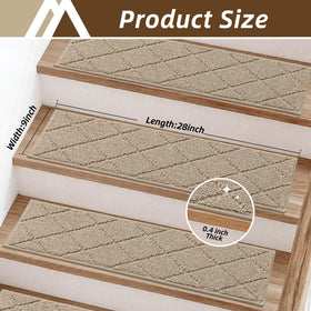 COSY HOMEER beige stair mats protect floors from moisture and wear.