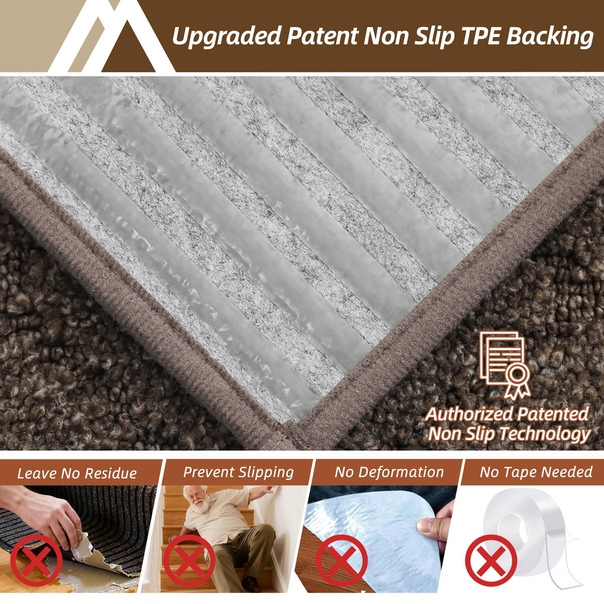 COSY HOMEER brown stair tread adds durable non-slip protection on entry stairs