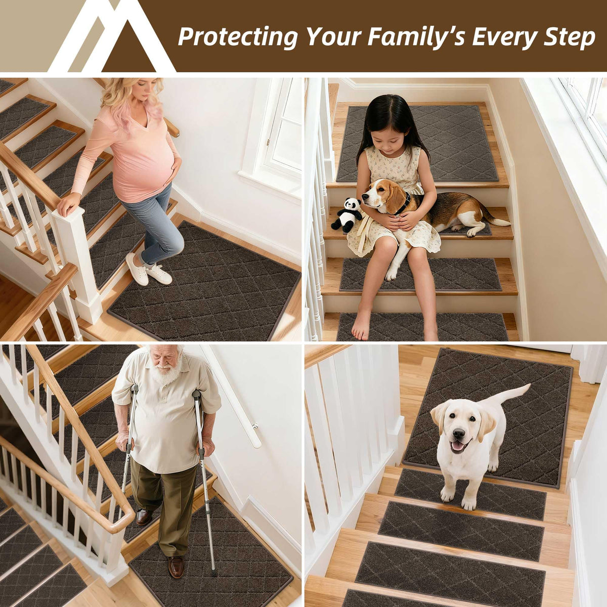 COSY HOMEER stair mat covers landing edges with durable soft surface