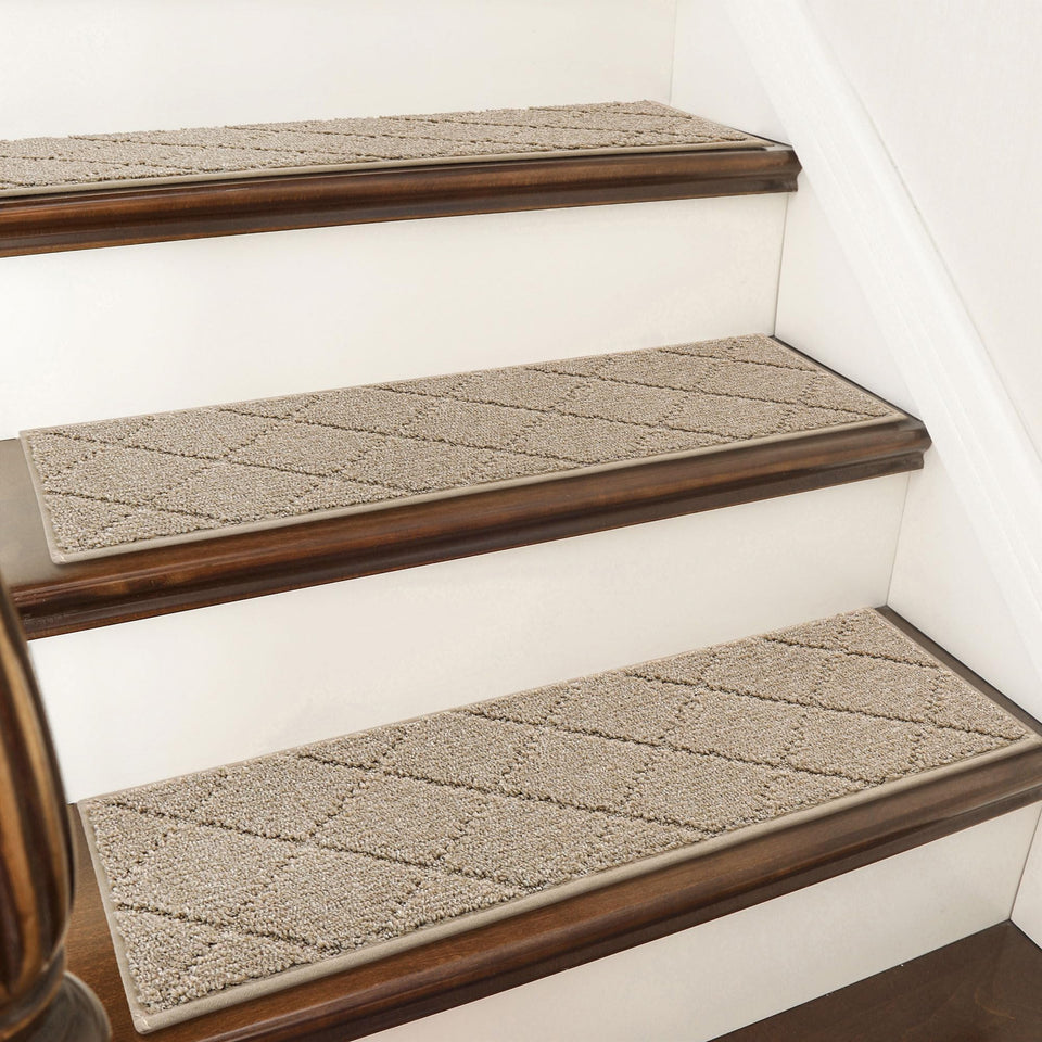 COSY HOMEER beige edging stair treads on wooden steps provide non-slip protection