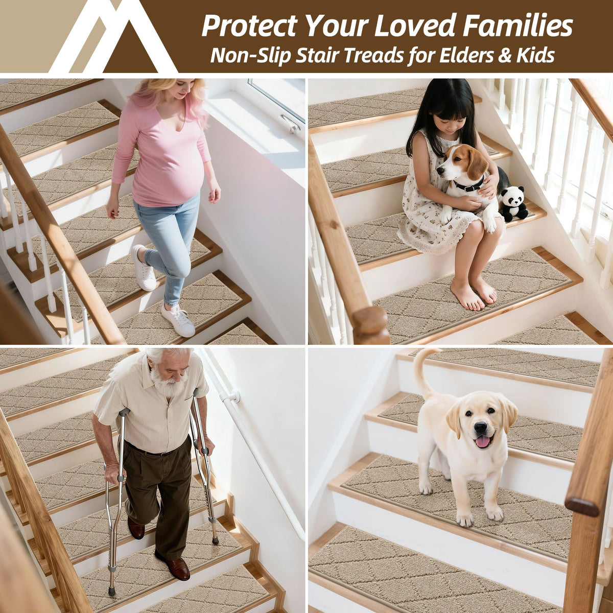 COSY HOMEER kid and pet friendly stair mat suitable for households with children and pets.