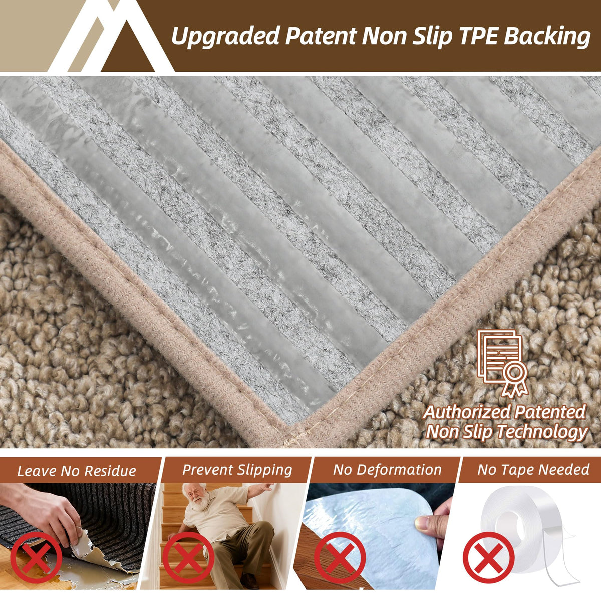COSY HOMEER non-slip backing keeps dry floors secure and scuff-free