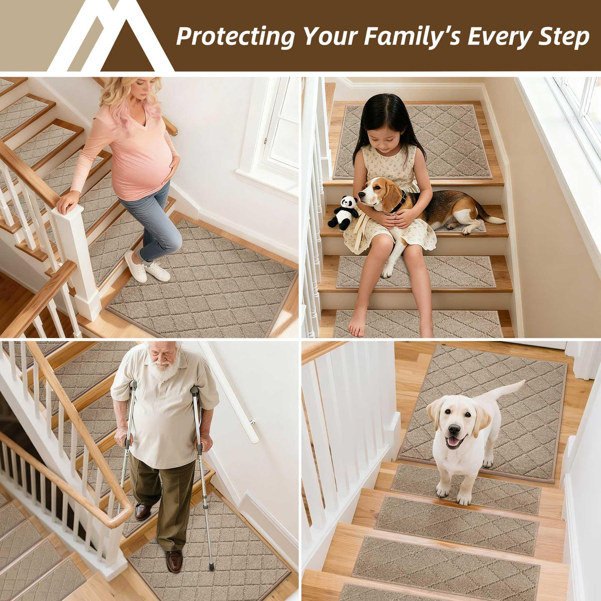 COSY HOMEER pets-friendly stair mat supports kids and pets with grip