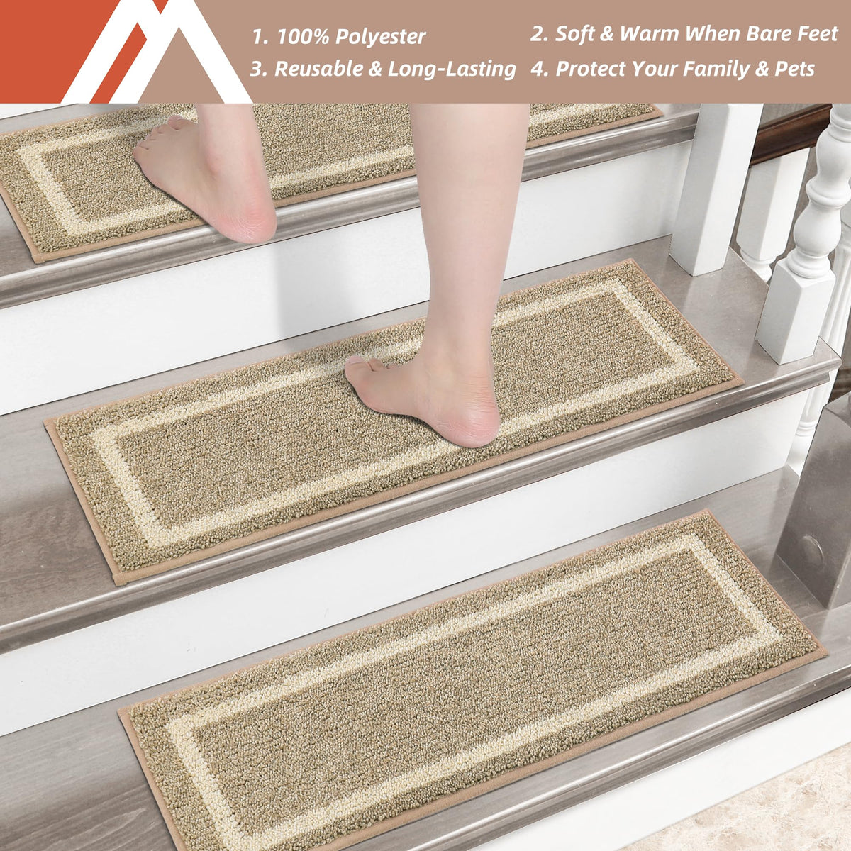 COSY HOMEER machine-washable stair treads for easy cleaning