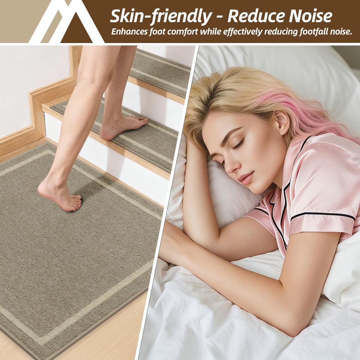 COSY HOMEER TPE backing provides stable grip on wood floors.