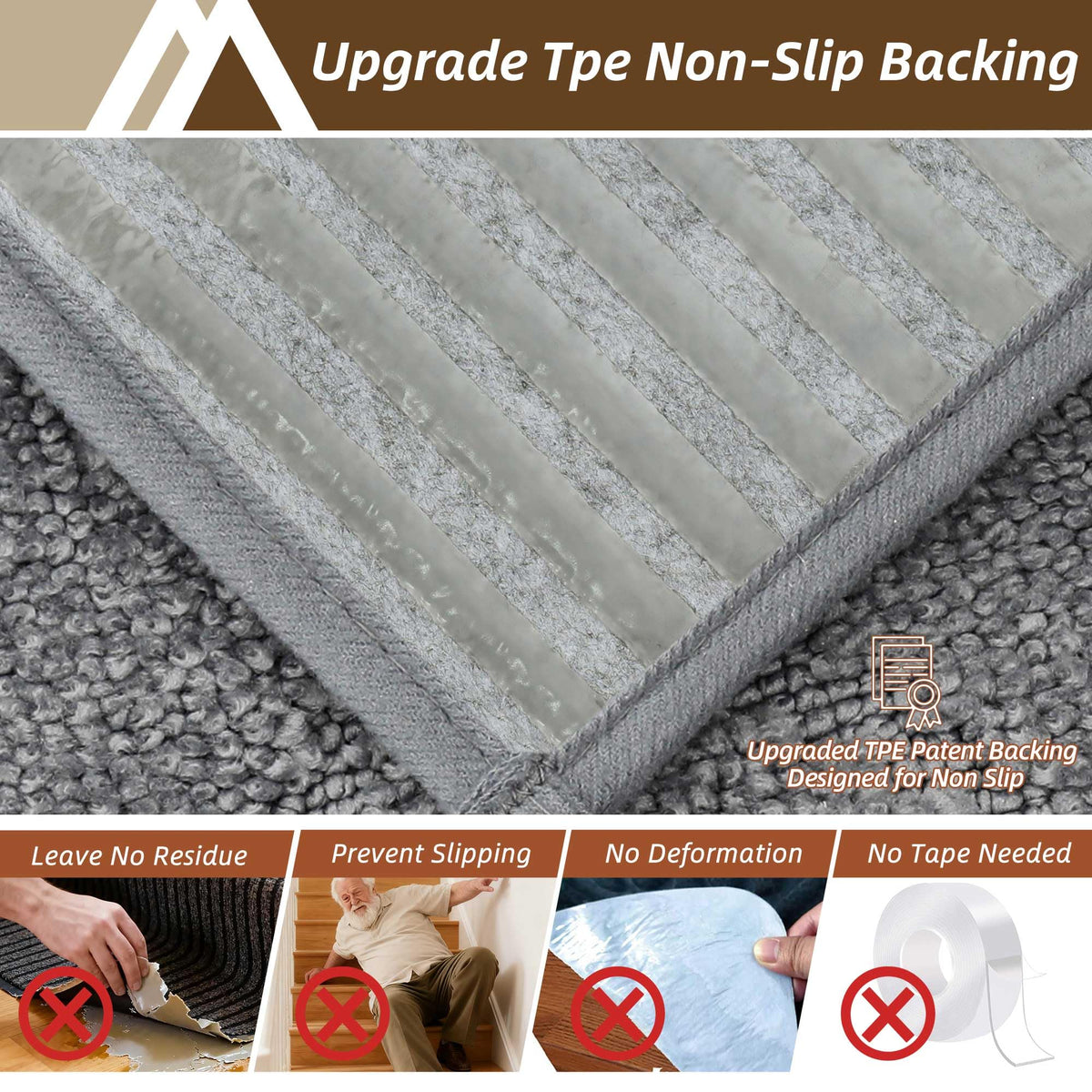 COSY HOMEER 30x30in stair treads add warmth and quiet to stairs.