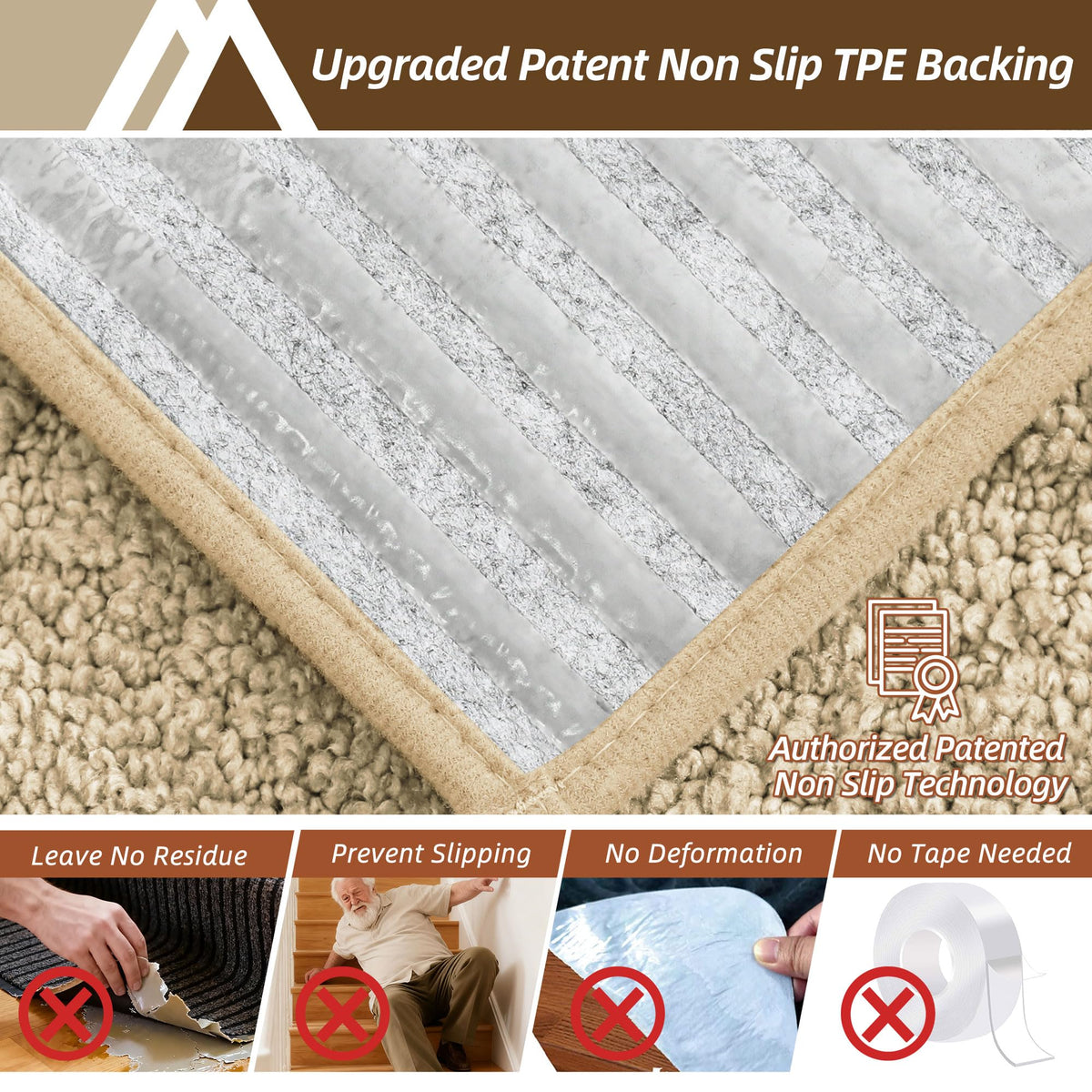 COSY HOMEER warm beige stair treads blend with home decor.