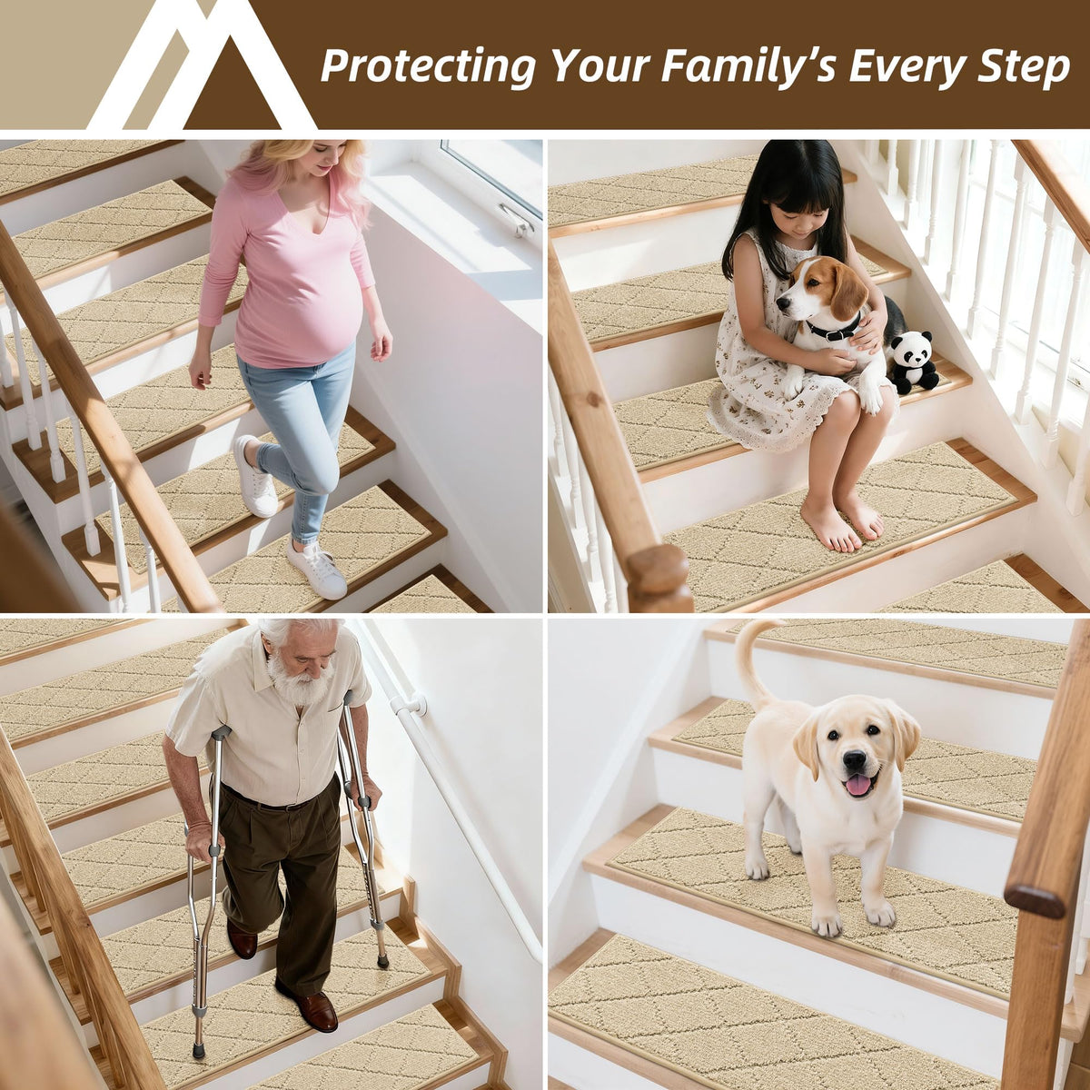 COSY HOMEER machine-washable stair treads for simple cleaning.