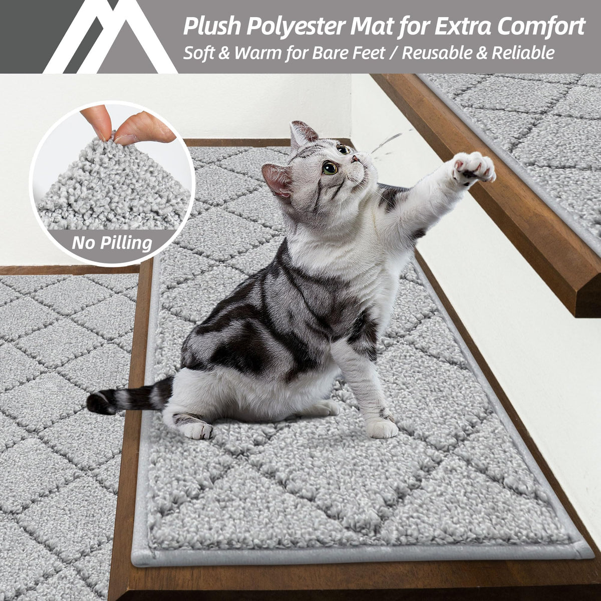COSY HOMEER non-slip stair mats help keep kids and pets secure