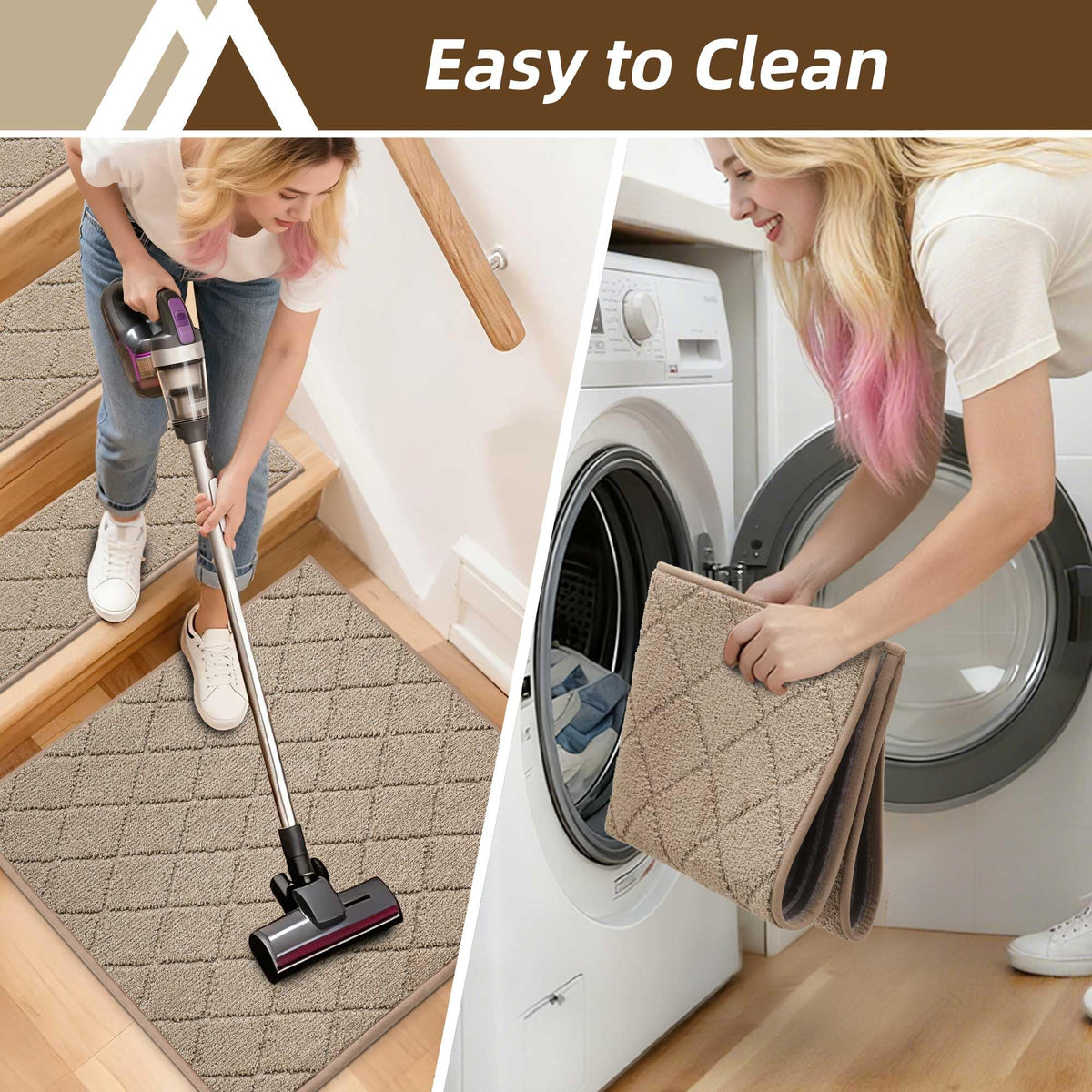 COSY HOMEER TPE-backed stair rug resists water for everyday use