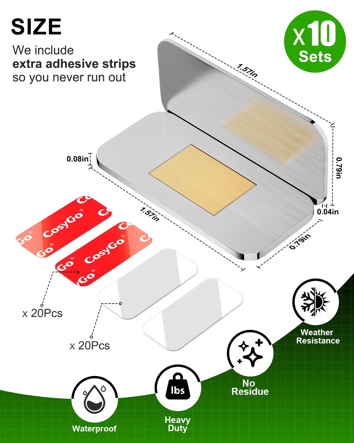 CosyGo adhesive backing enables quick, damage-free mounting.