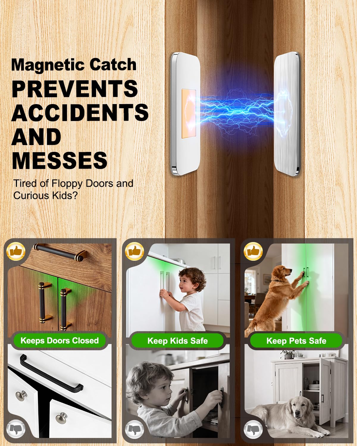 CosyGo ultra-thin magnetic catch for discreet cabinet closure in any room