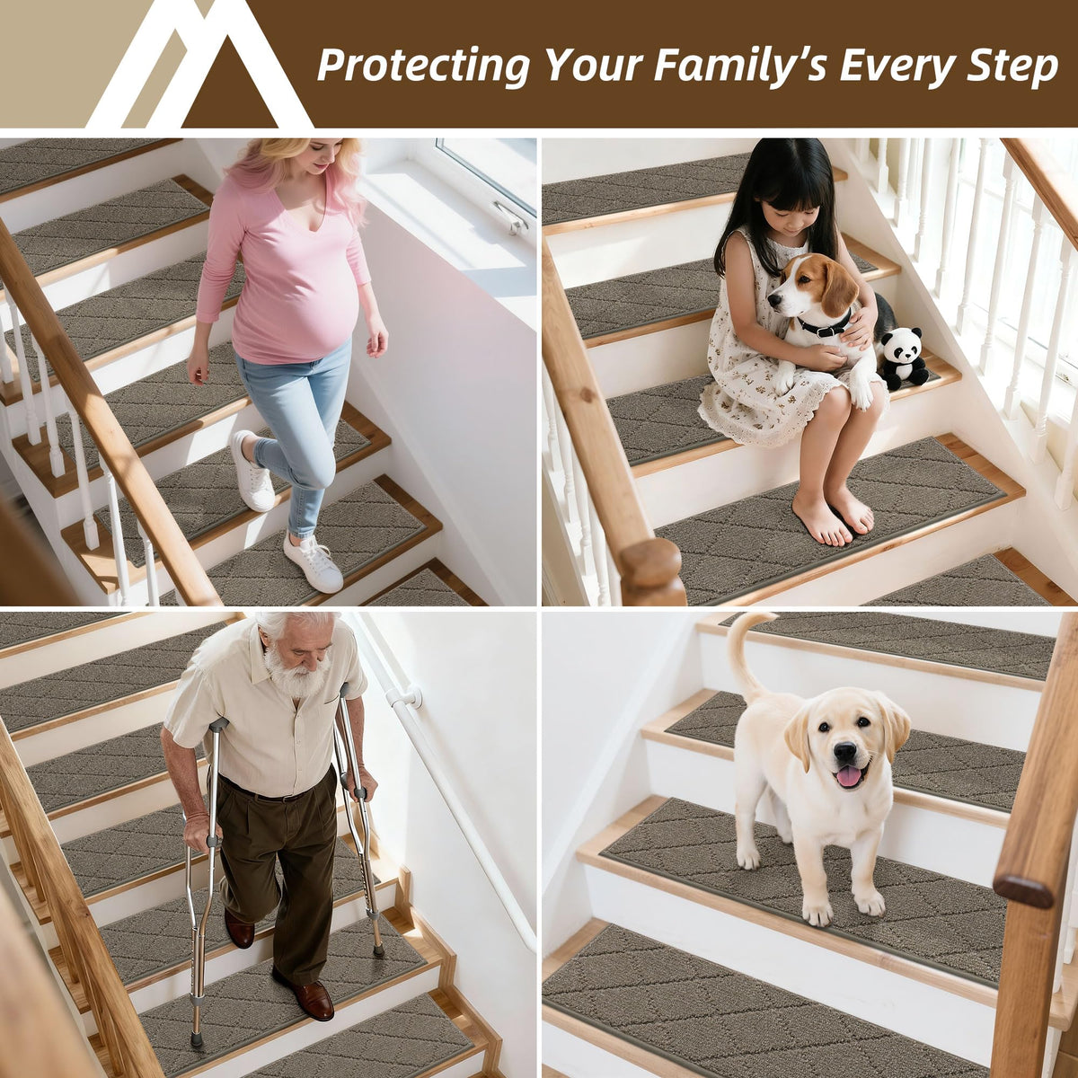 COSY HOMEER durable polyester stair treads ideal for family homes