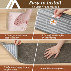 COSY HOMEER non-slip stair runners with TPE strips on wooden steps