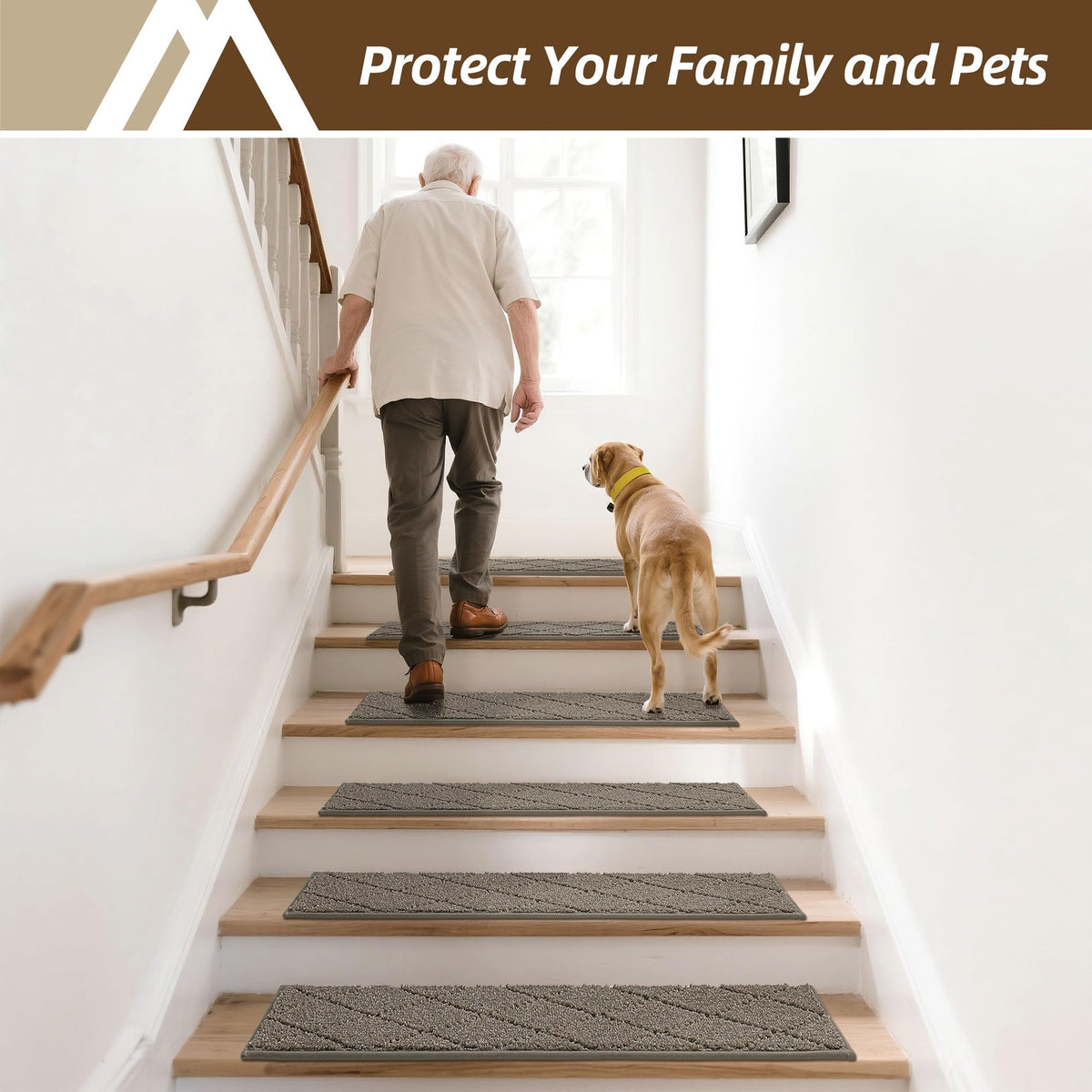 COSY HOMEER light brown stair rugs blend with decor and protect stairs