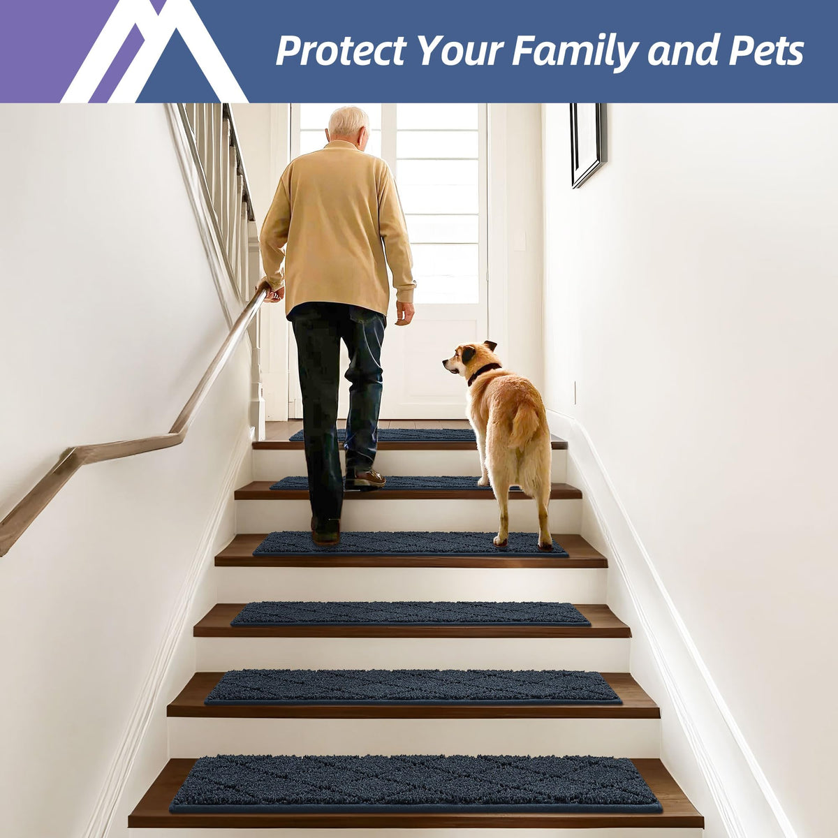 COSY HOMEER low-profile navy tread maintaining door clearance